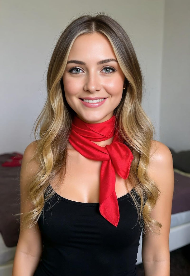Chung Women's Square Satin Scarf 27.5" Bandanas Solid 50s Retro Neck Scarves Emulation Silk Handbag Hair Ribbons Necktie - Image 2